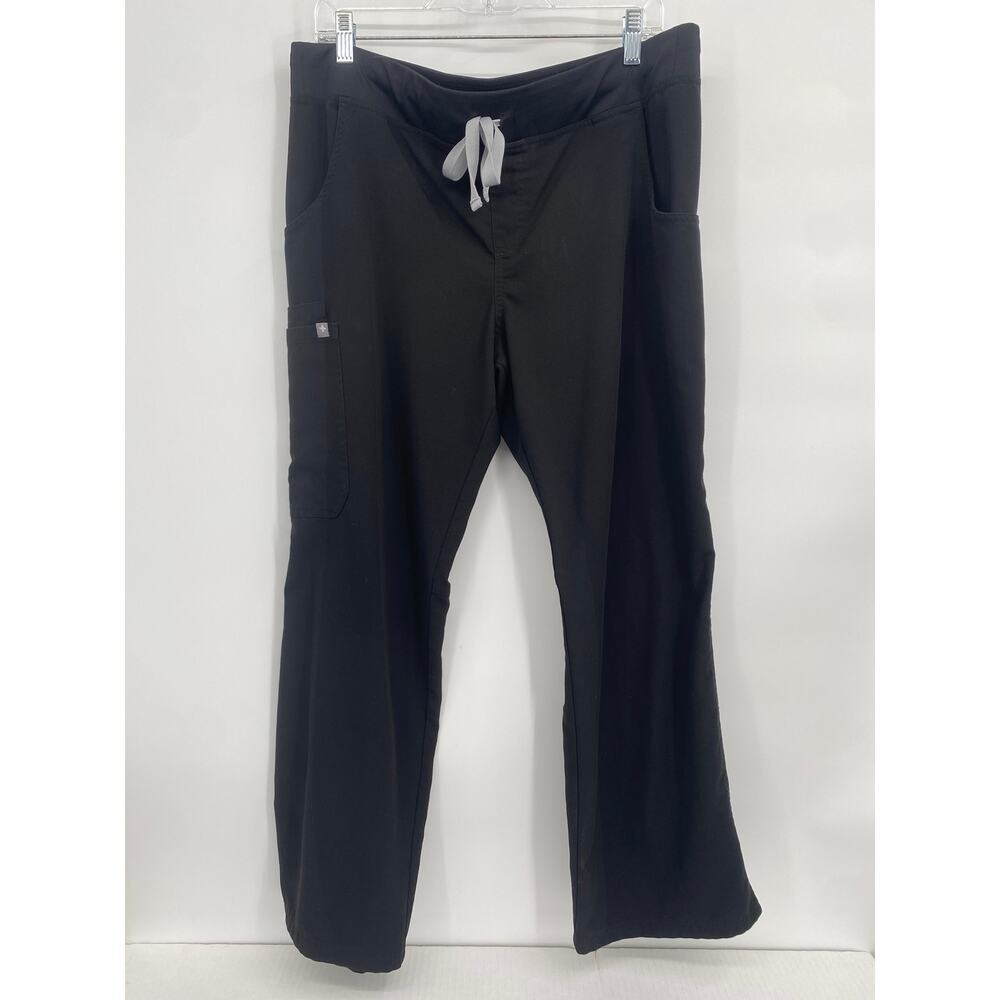 Figs Black Track Pants with Gray Drawstring
